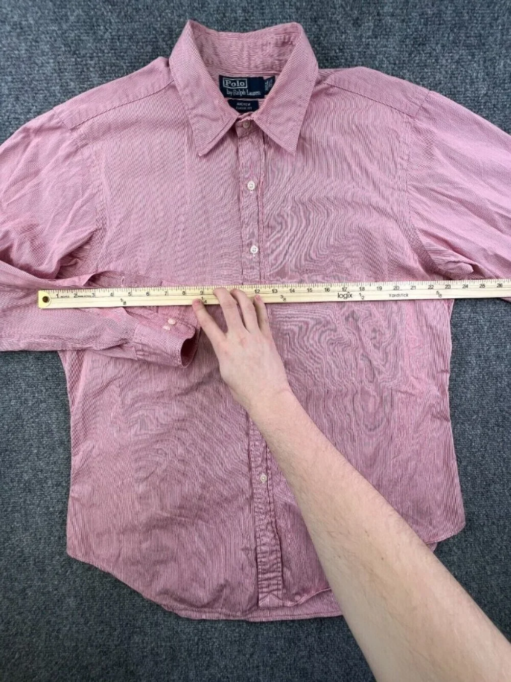 Polo By Ralph Lauren Button Up Men Red Stripe Andrew Classic Fit 16.5 34 35